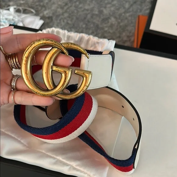 Gucci | Accessories | Gucci Belt With Fabric Red White And  display picture 1
